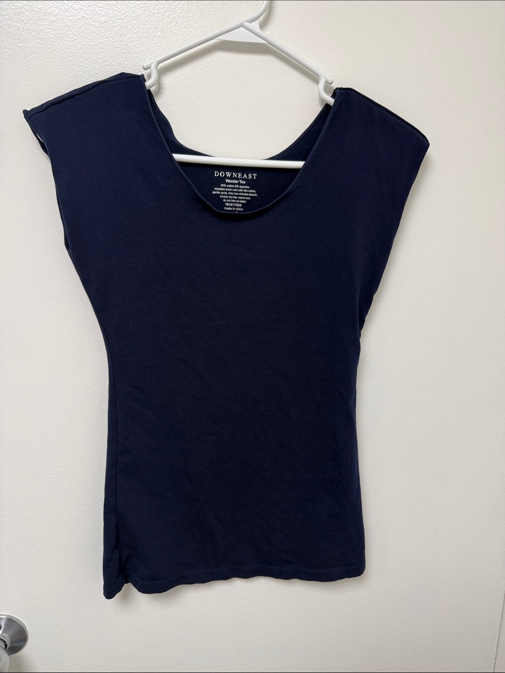 DownEast Wonder Tee Navy Cap-Sleeve Scoop Neck Tank